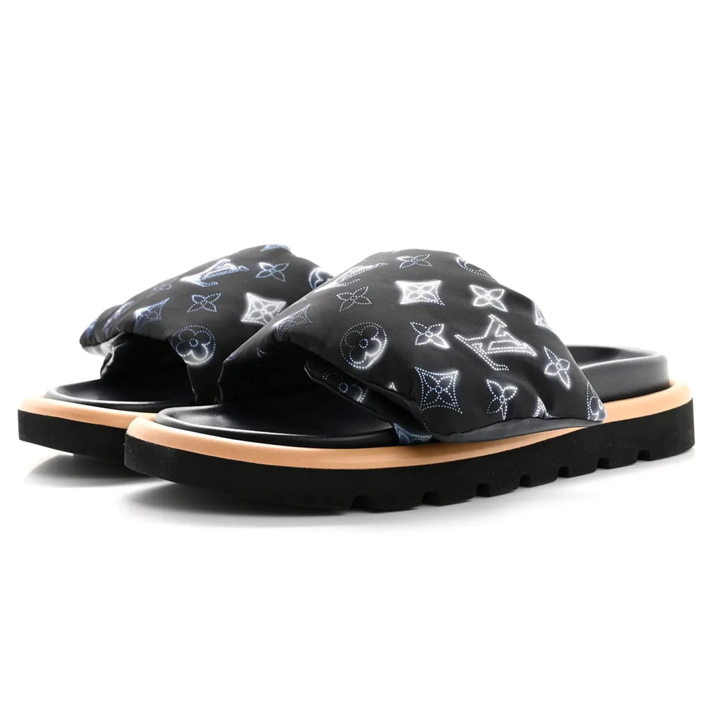 Pool Pillow Monogram Navy Slides