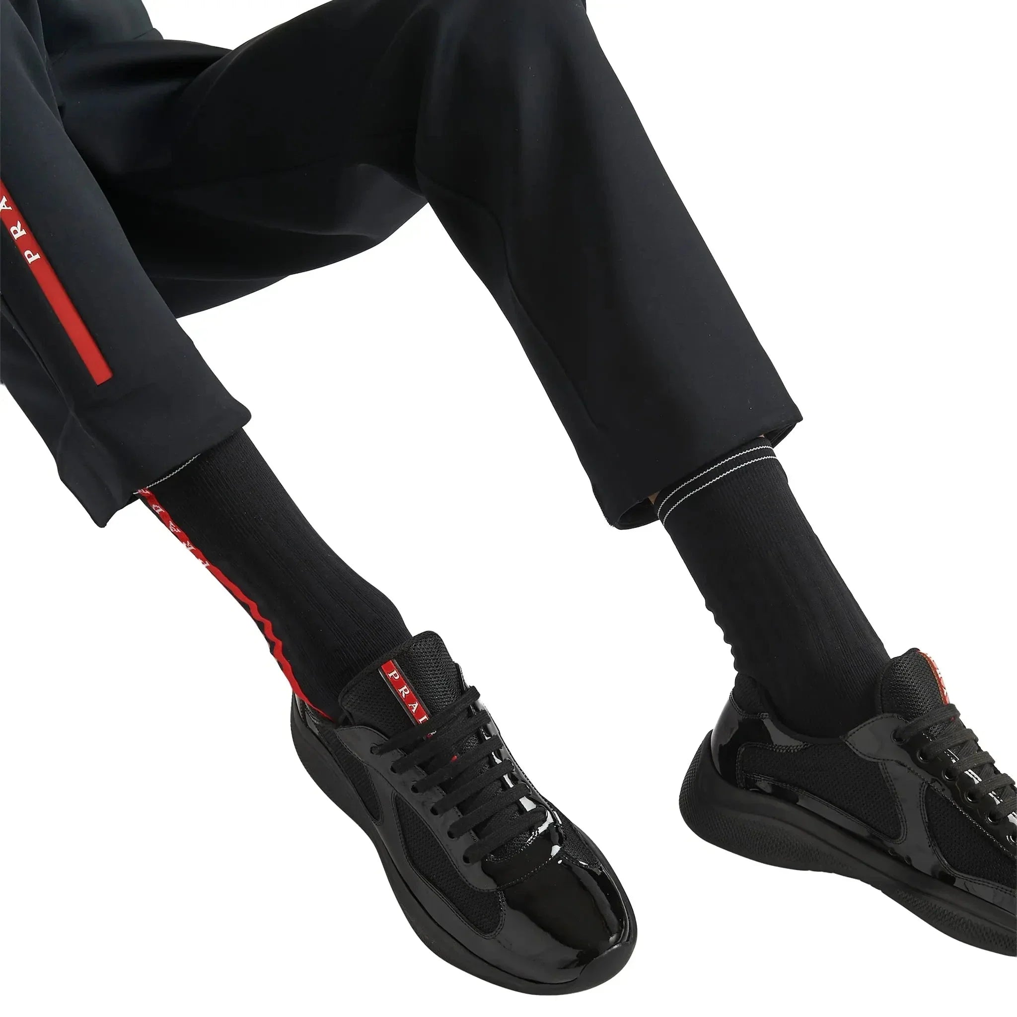 Americas Cup Patent Leather And Technical Fabric Black Sneakers
